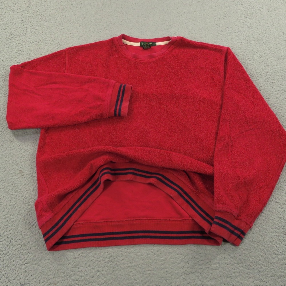 J.CREW Reverse Fleece Sweater Mens Large Red Vintage 90s Oarsmen Pullover
